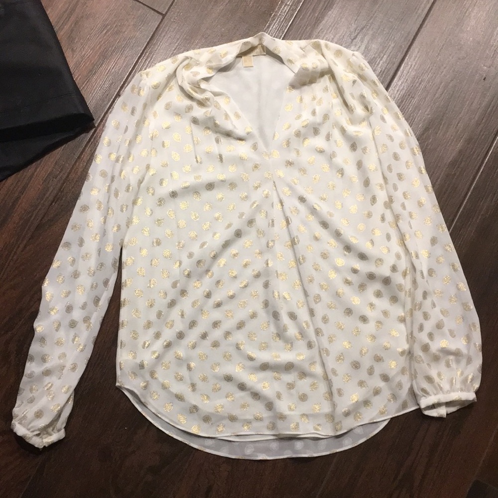 Michael Kors gold foil blouse Small
